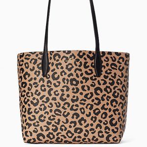 Kate Spade Arch Large Reversible Tote with Pouch - Leopard Print K8466